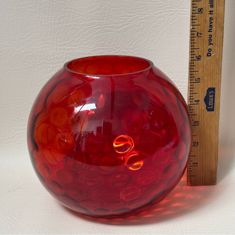 Vintage Amberina Coin Dot Thumbprint, Mid-Century Modern Vase - Picture 5 of 5